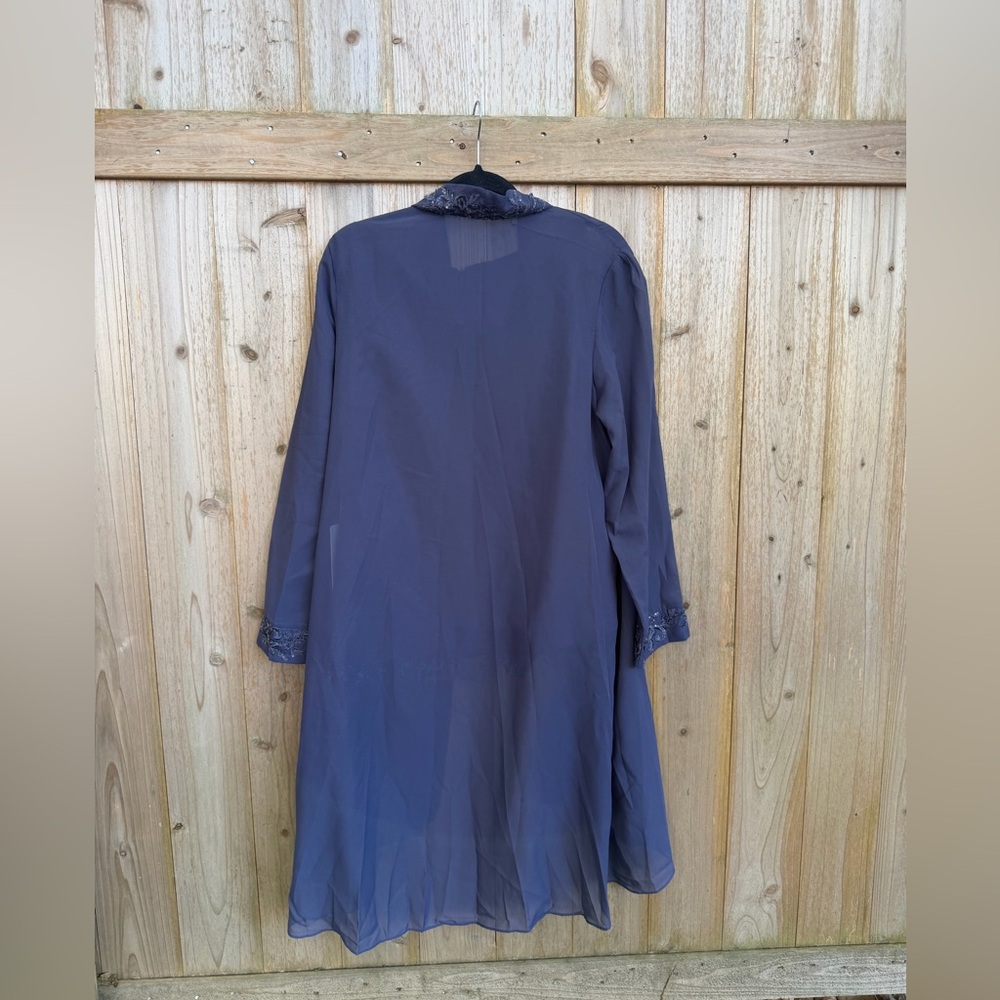 NWT Women’s Chiffon Suit 3 Piece Lace Appliqués Long Sleeve Dressy Formal Blue - Picture 4 of 11